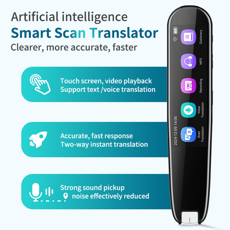 Smart Ai Scan & Voice Translator Pen 112+ Languages Offline Mode Hd Touchscreen Dictionary(Black)