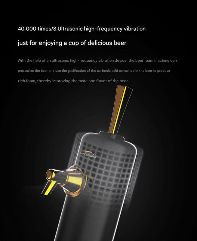 Ultrasonic Beer Foam Creator & Dispenser Portable Tap For Canned Bottled With Cooling System(Black)