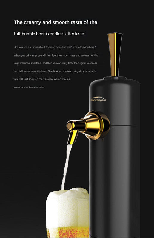 Ultrasonic Beer Foam Creator & Dispenser Portable Tap For Canned Bottled With Cooling System(Black)