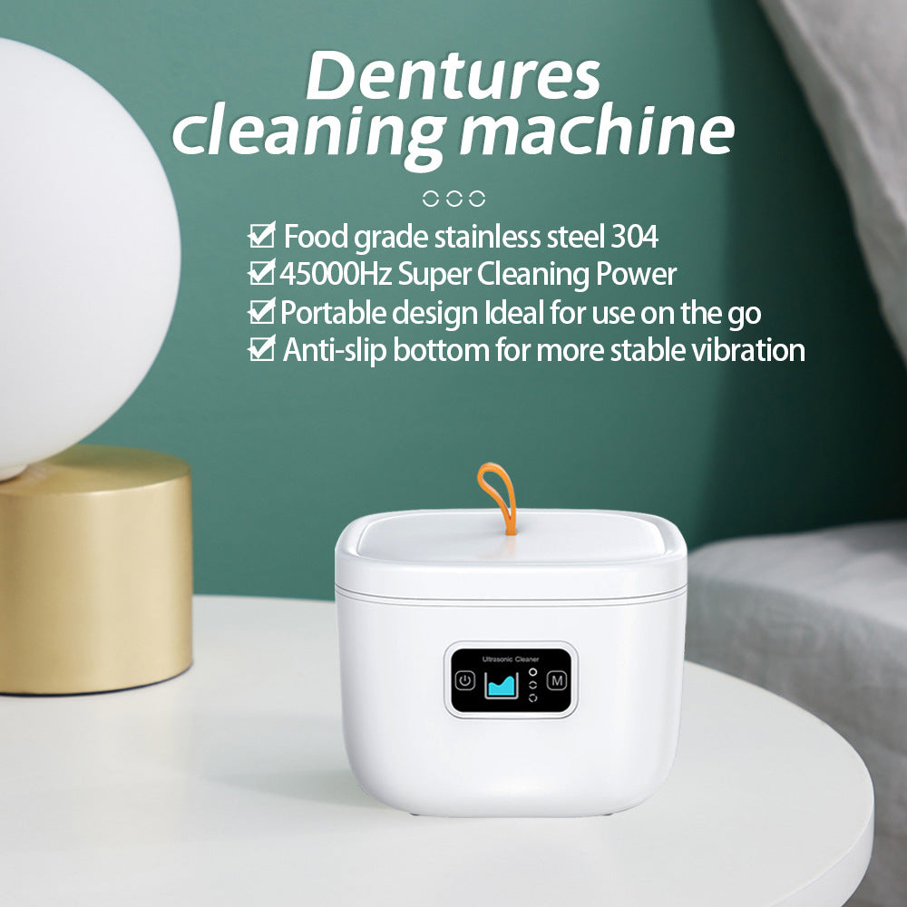 Professional Ultrasonic Cleaner With Uv Light - 45000Hz For Dentures Retainers Jewelry & More(White)