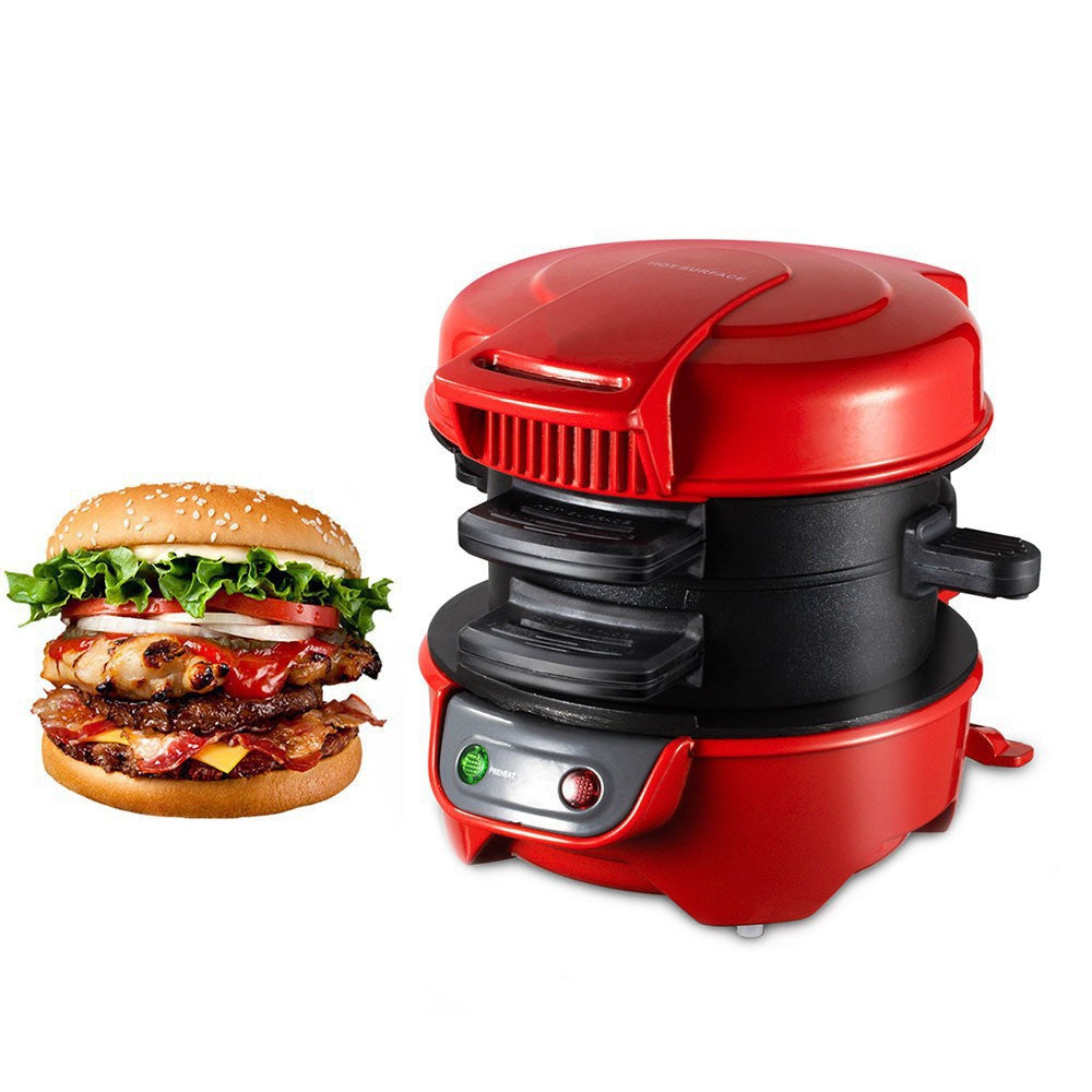 Quick & Easy Multi Layer Sandwich Burger Maker With Egg Cooker Plate(Red)