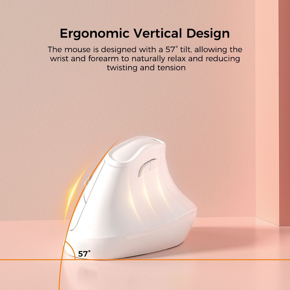 Ergonomic Vertical Mouse Multi Device Bluetooth5.0 & 2.4G Wireless Adjustable Dpi Silent Click(Purple)