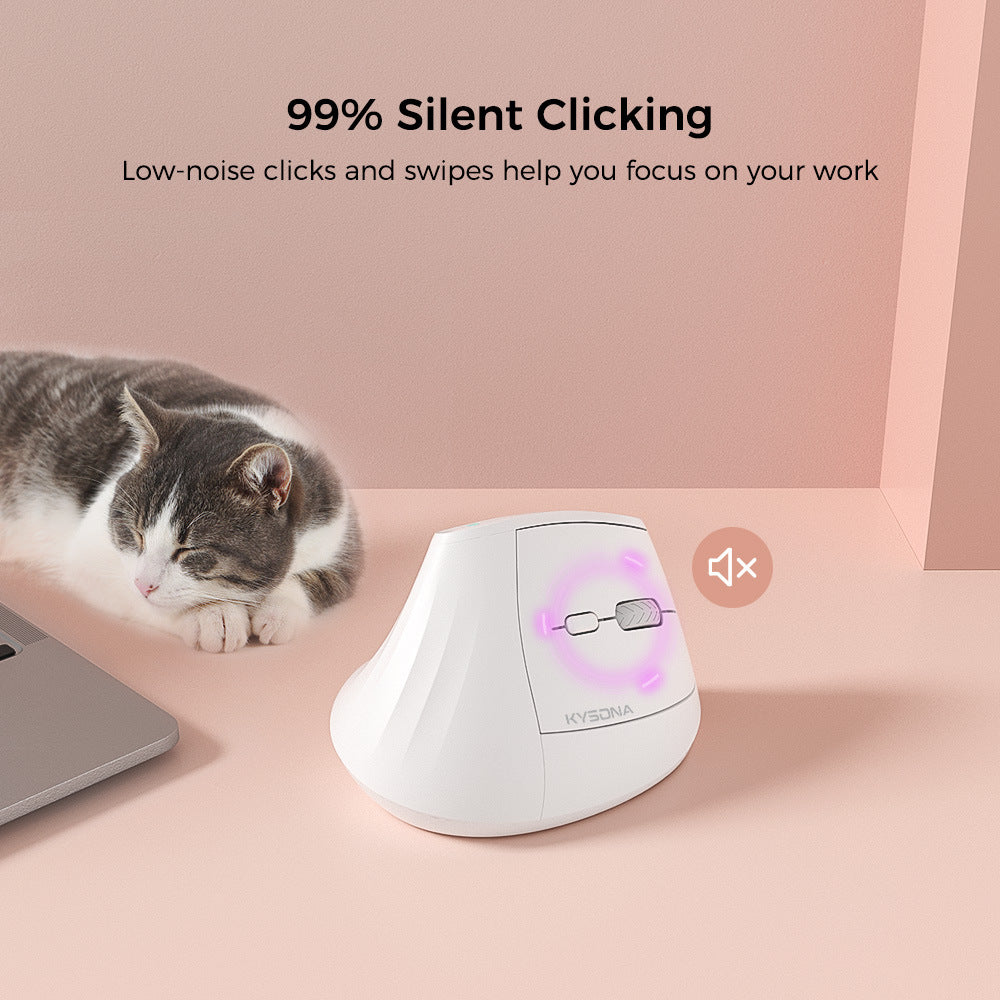 Ergonomic Vertical Mouse Multi Device Bluetooth5.0 & 2.4G Wireless Adjustable Dpi Silent Click(Purple)