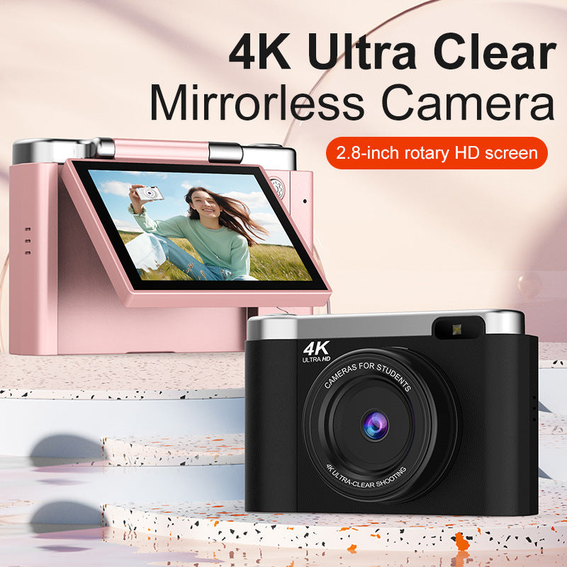 4K Ultra Hd Digital Camera 75Mp 2.8 Inch Rotatable Screen Auto Focus & Built Flash(Pink)