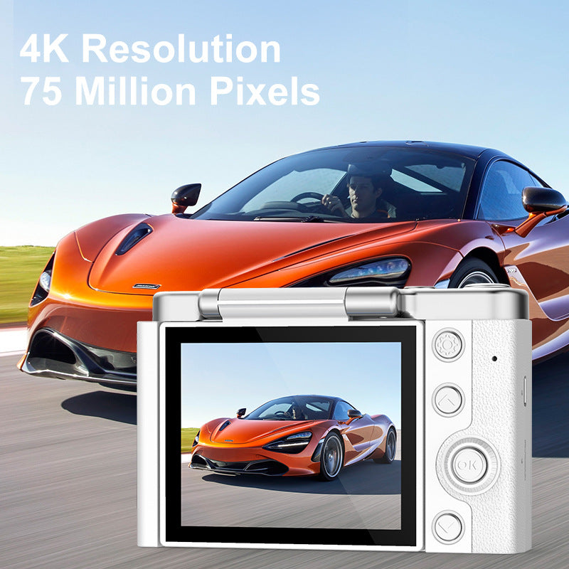 4K Ultra Hd Digital Camera 75Mp 2.8 Inch Rotatable Screen Auto Focus & Built Flash(Pink)