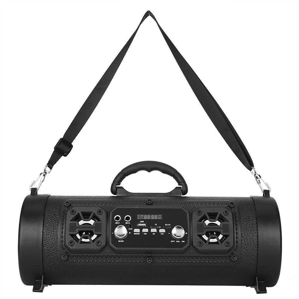Wireless Fm Radio Usb/Tf Playback Aux Input Microphone Support & 2000Mah Battery(Black)