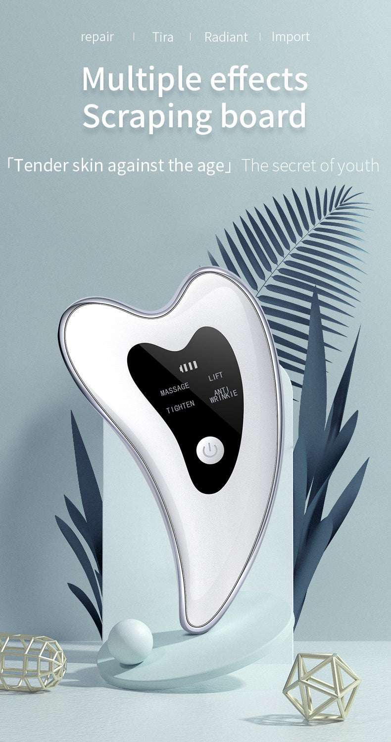 Electric Gua Sha Facial Massager With Heat Vibration & Led Light Therapy 4 In 1 Scraping Tool For Face Lifting Skin Tigh