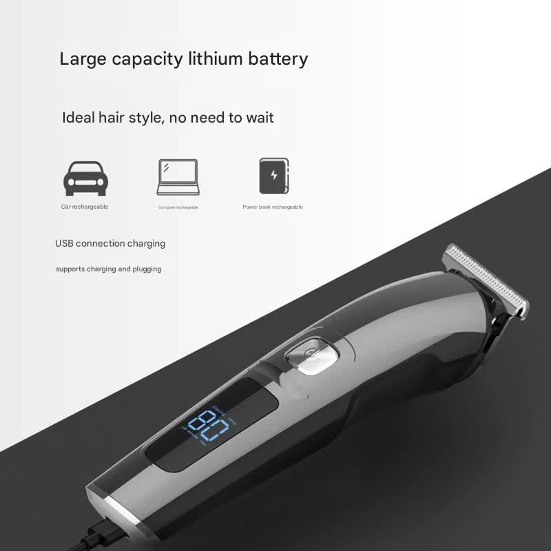 All In One Professional Men's Grooming Kit Ipx7 Waterproof Hair Clipper & Beard Trimmer With Led Display(Grey)