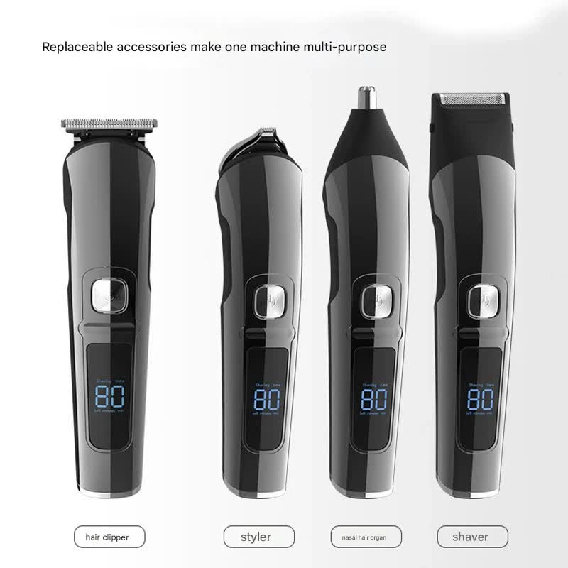 All In One Professional Men's Grooming Kit Ipx7 Waterproof Hair Clipper & Beard Trimmer With Led Display(Grey)
