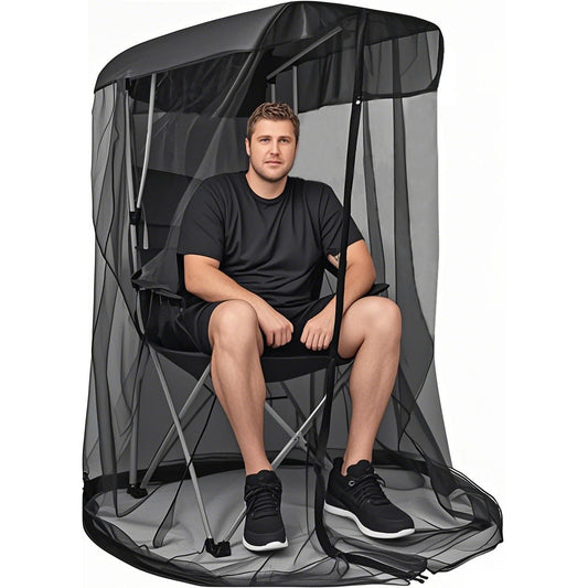 Outdoor Chair Cover With Mosquito Net & Sun Canopy Uv Water Resistant Shelter For Camping Fishing(Black 185*125*205Cm)