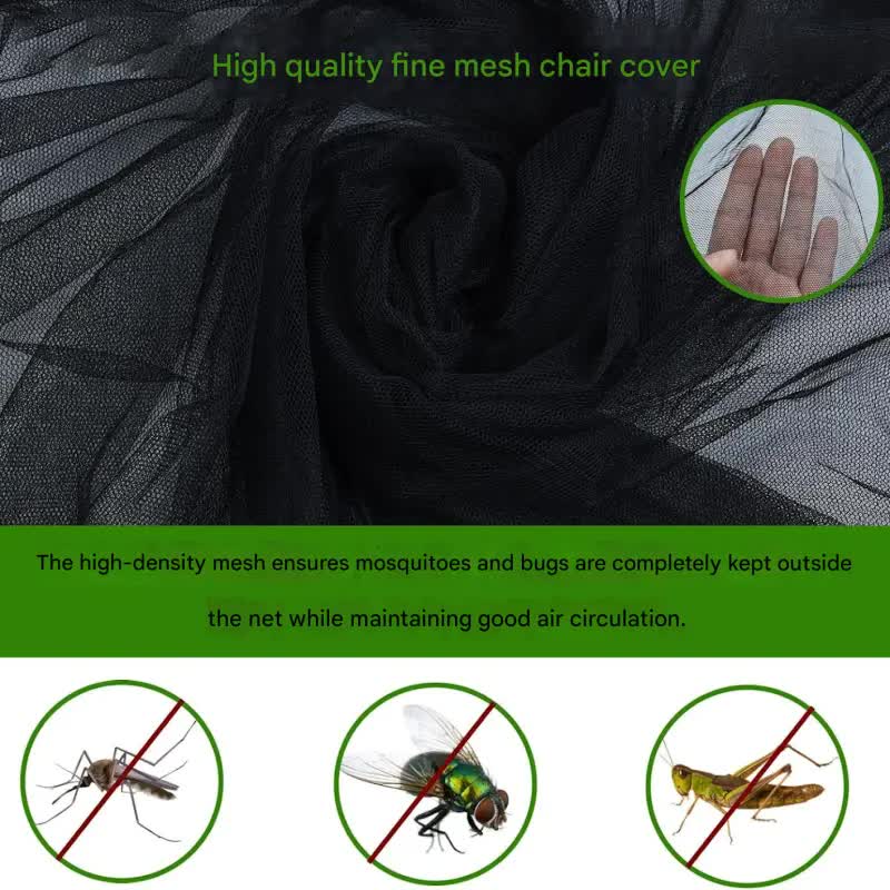 Outdoor Chair Cover With Mosquito Net & Sun Canopy Uv Water Resistant Shelter For Camping Fishing(Black 185*125*205Cm)