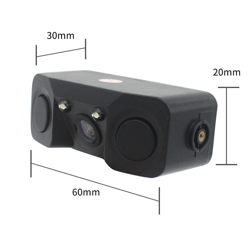 3 In 1 Car Reversing Camera & Parking Sensor System With Monitor License Plate Frame Mount Waterproof Night Vision(Black
