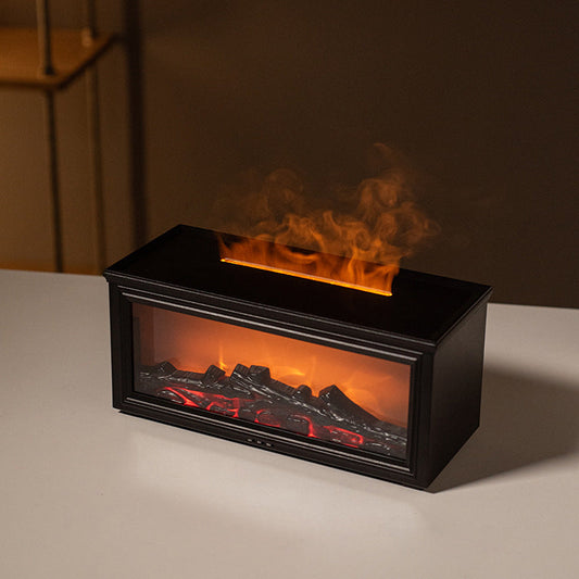 Fireplace Flame Effect Aroma Diffuser & Humidifier With 7 Colour Light Timer Remote Control(Black)