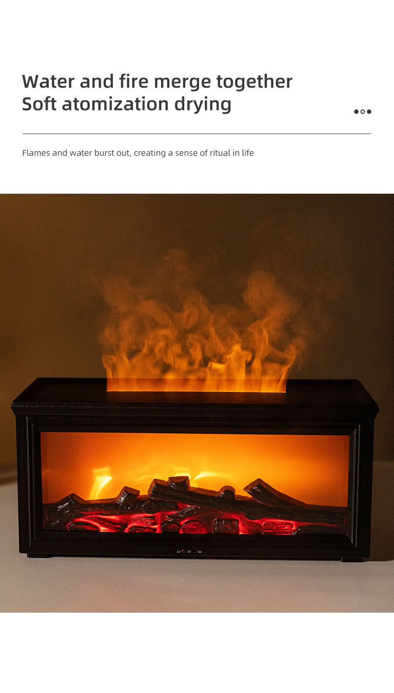 Fireplace Flame Effect Aroma Diffuser & Humidifier With 7 Colour Light Timer Remote Control(Black)