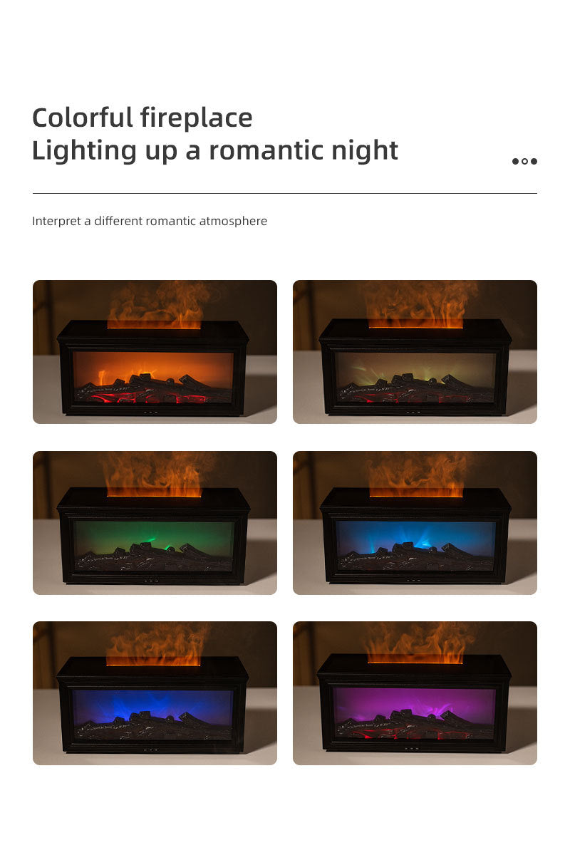 Fireplace Flame Effect Aroma Diffuser & Humidifier With 7 Colour Light Timer Remote Control(Black)