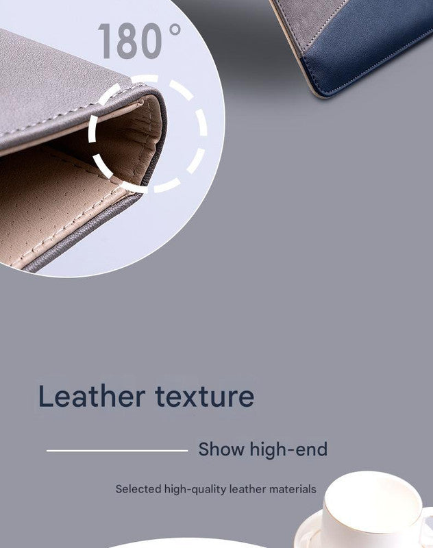 A4 Pu Leather Business Portfolio With Ring Binder Calculator & 40 Sleeves(Grey And Black)