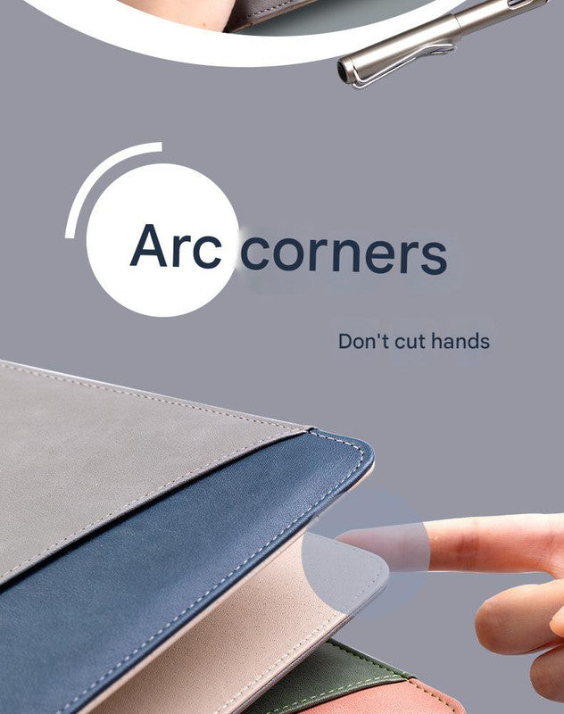 A4 Pu Leather Business Portfolio With Ring Binder Calculator & 40 Sleeves(Grey And Black)