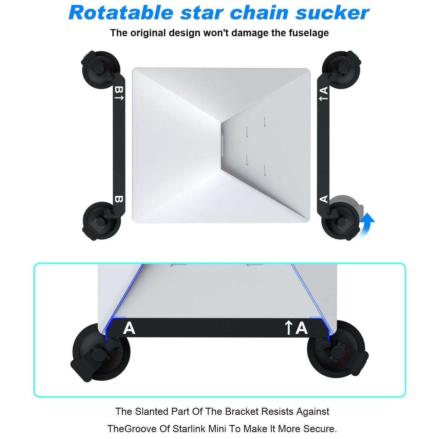 White And Black Heavy Duty Suction Cup Mount For Starlink Mini All Weather Car Rv & Boat Bracket