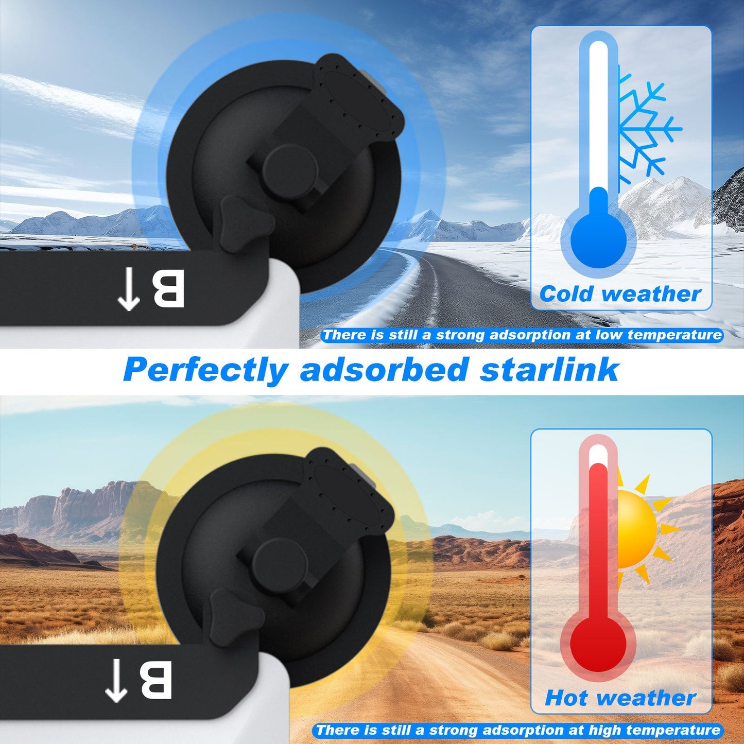 White And Black Heavy Duty Suction Cup Mount For Starlink Mini All Weather Car Rv & Boat Bracket