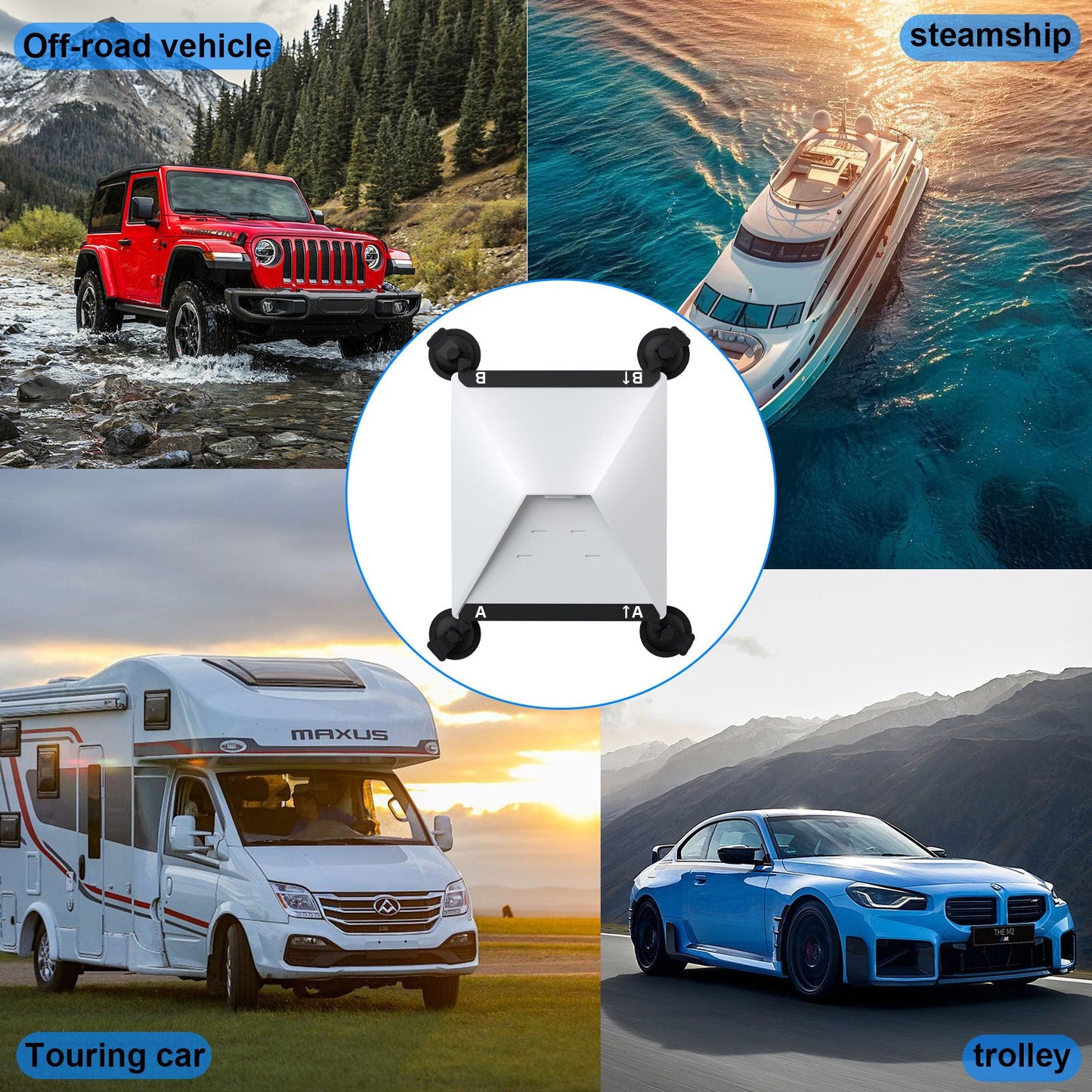 White And Black Heavy Duty Suction Cup Mount For Starlink Mini All Weather Car Rv & Boat Bracket