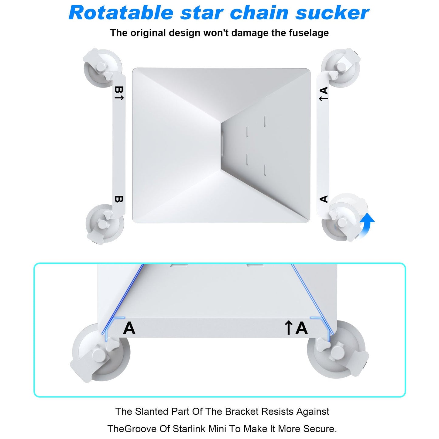 White Heavy Duty Suction Cup Mount For Starlink Mini All Weather Car Rv & Boat Bracket