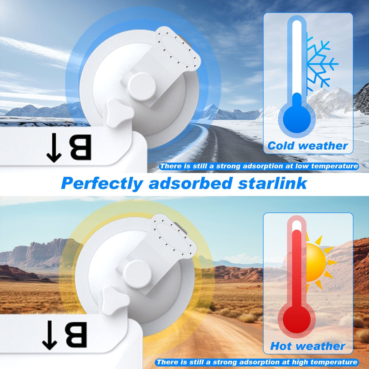 White Heavy Duty Suction Cup Mount For Starlink Mini All Weather Car Rv & Boat Bracket