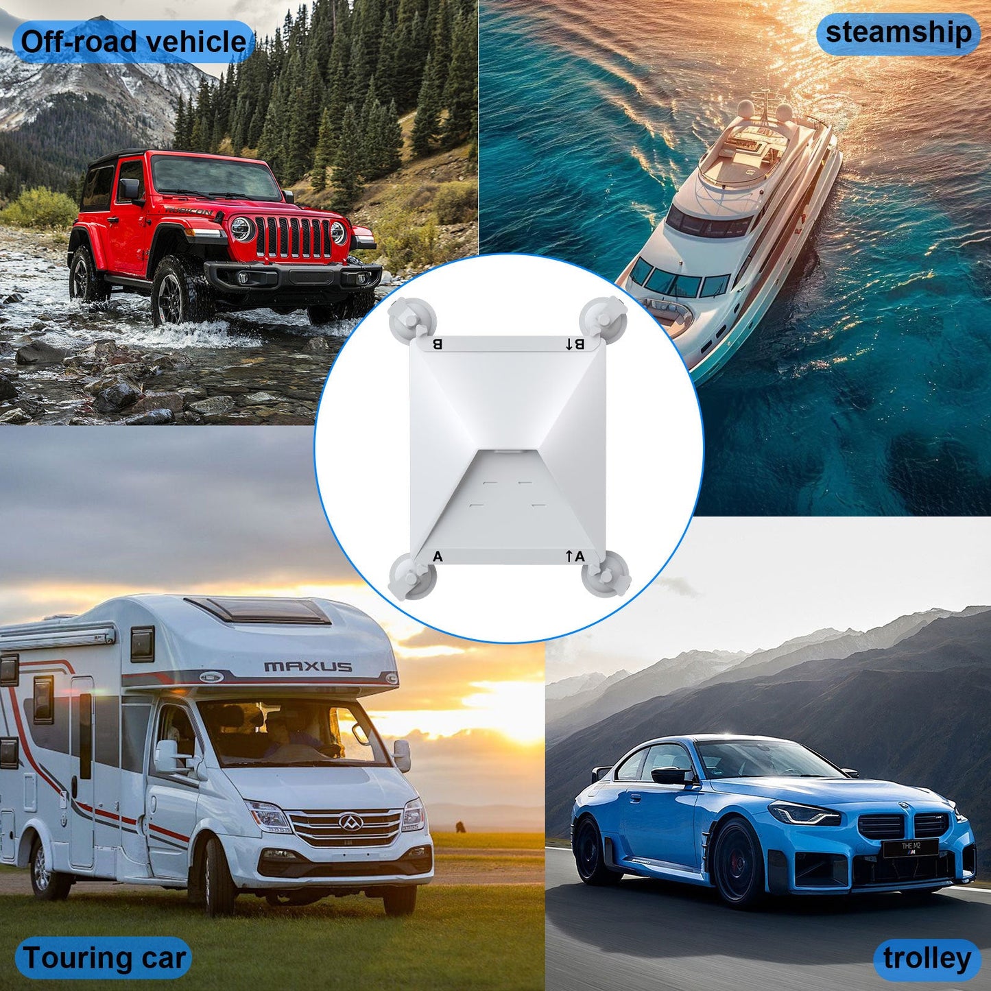 White Heavy Duty Suction Cup Mount For Starlink Mini All Weather Car Rv & Boat Bracket