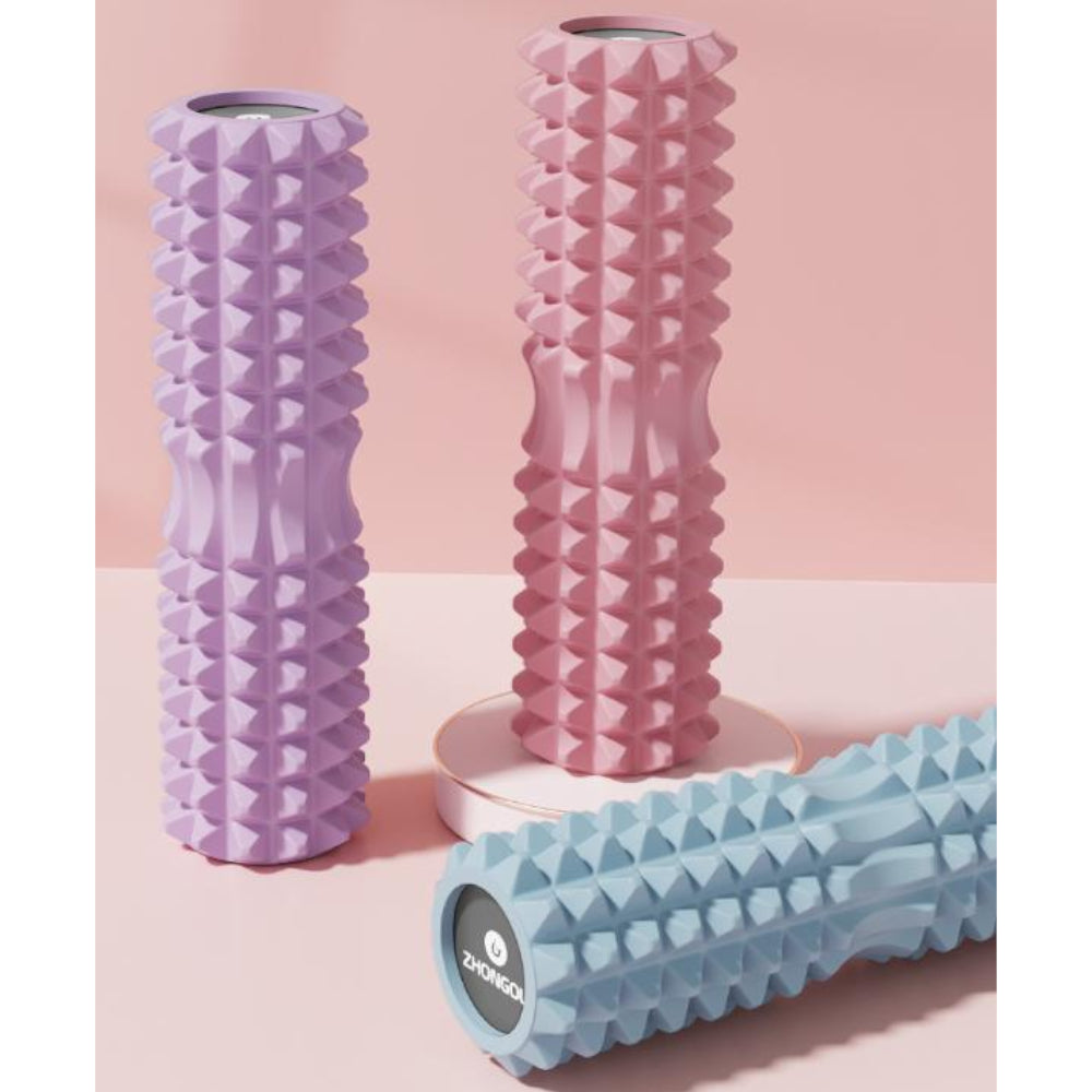 Blue High Density 3D Trigger Point Foam Roller Solid Core Massager For Deep Tissue Muscle Recovery & Yoga