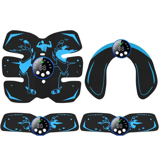 Black And Blue Ultimate Ems Muscle Stimulator Kit Usb Rechargeable Abdominal & Full Body Toner For Abs Arms Glutes