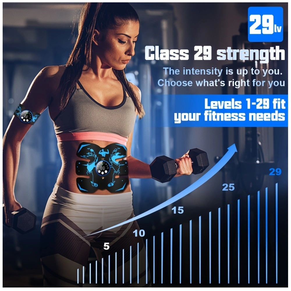 Black And Blue Ultimate Ems Muscle Stimulator Kit Usb Rechargeable Abdominal & Full Body Toner For Abs Arms Glutes