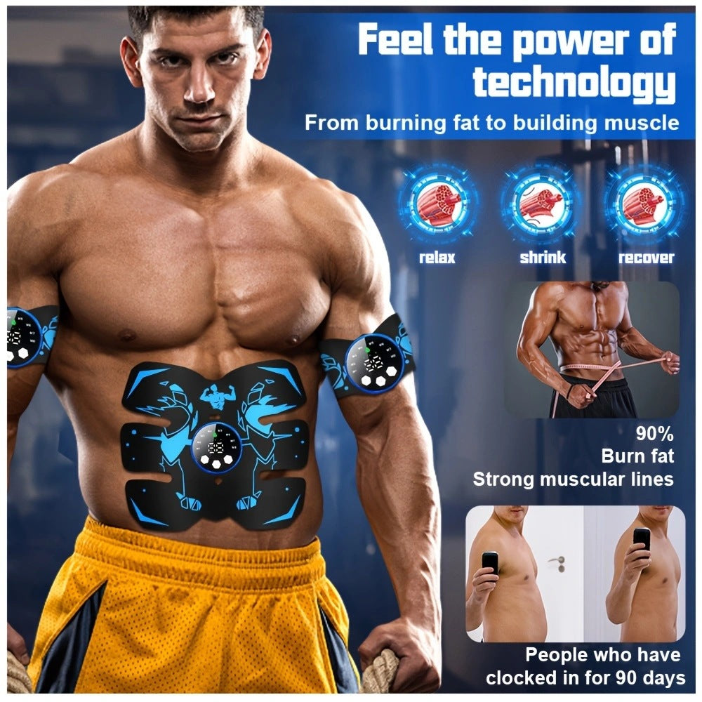 Black And Blue Ultimate Ems Muscle Stimulator Kit Usb Rechargeable Abdominal & Full Body Toner For Abs Arms Glutes