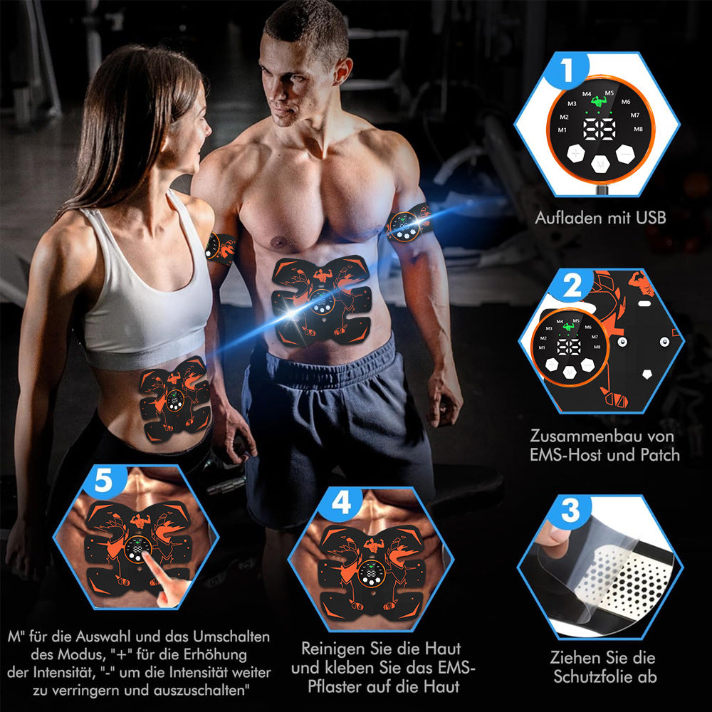Black And Blue Ultimate Ems Muscle Stimulator Kit Usb Rechargeable Abdominal & Full Body Toner For Abs Arms Glutes