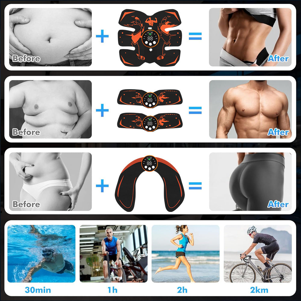 Black And Blue Ultimate Ems Muscle Stimulator Kit Usb Rechargeable Abdominal & Full Body Toner For Abs Arms Glutes