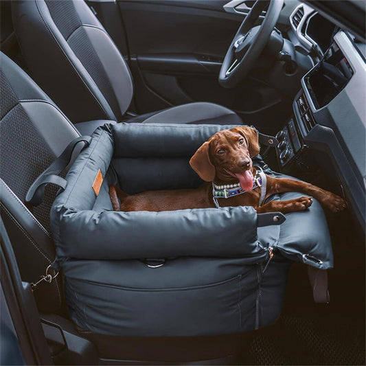 Dark Blue Premium Plush Pet Booster Car Seat Portable Dog Travel Bed With Non Slip Base