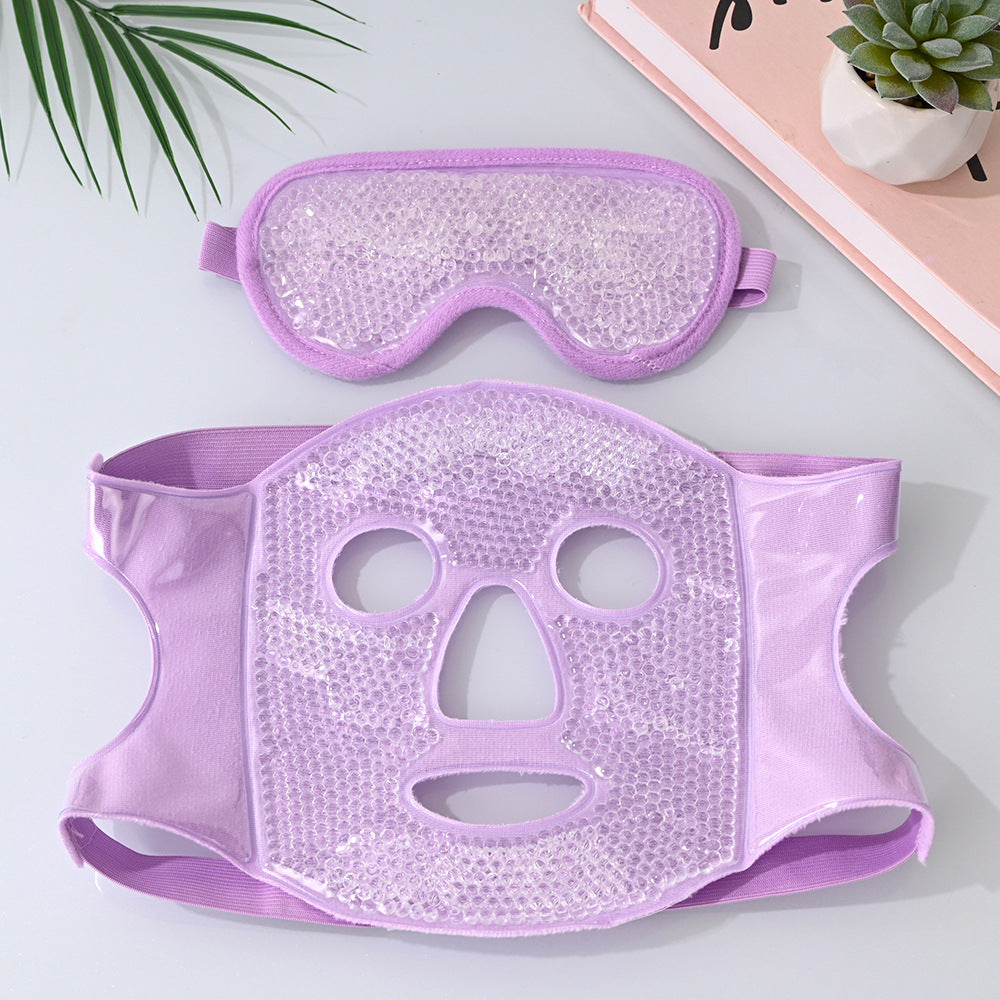 Pink Reusable Cooling Gel Bead Face Mask And Eye Set Soothing Therapy For Puffy Eyes Headaches Facial Relaxation