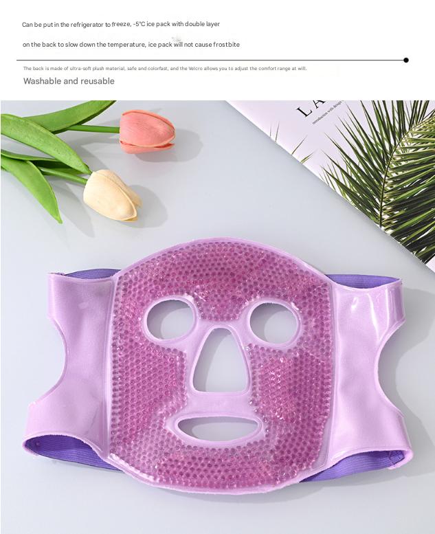 Pink Reusable Cooling Gel Bead Face Mask And Eye Set Soothing Therapy For Puffy Eyes Headaches Facial Relaxation