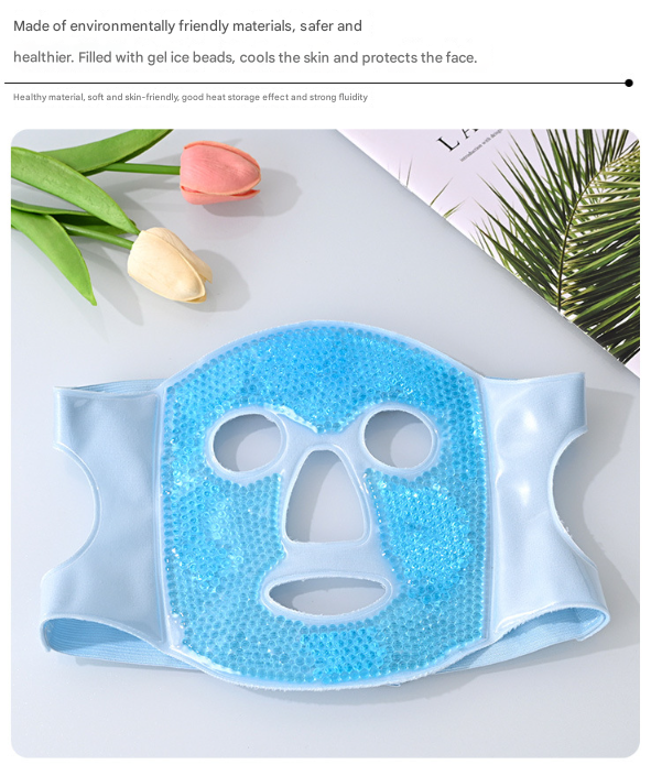 Blue Reusable Cooling Gel Bead Face Mask And Eye Set Soothing Therapy For Puffy Eyes Headaches Facial Relaxation