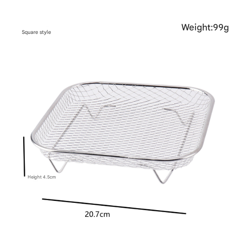 Silver 3-Pack Stackable Air Fryer Racks Food Grade Stainless Steel Multi-Layer Dehydrator & Crisper Tray Accessory