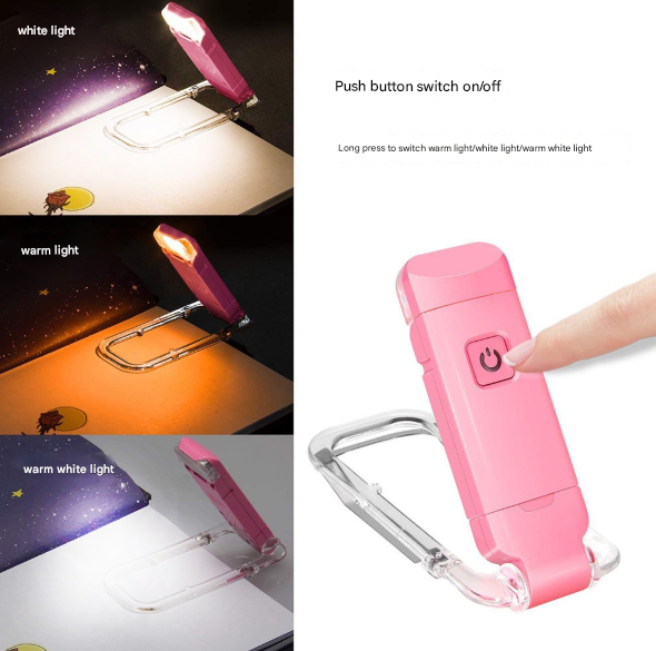 2 Pcs Blue Usb Rechargeable Clip On Led Book Light 3 Color Modes & Dimmable Brightness For Eye Caring Reading