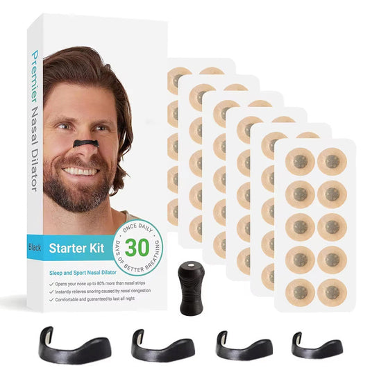 Black Round Anti Snoring Patch Set (30 Pairs Of Patches) Magnetic Nasal Dilator Kit For Relief Reusable Multi Size Sleep