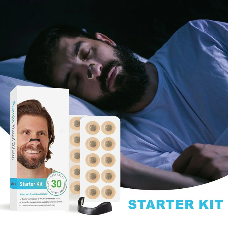 Black Round Anti Snoring Patch Set (30 Pairs Of Patches) Magnetic Nasal Dilator Kit For Relief Reusable Multi Size Sleep