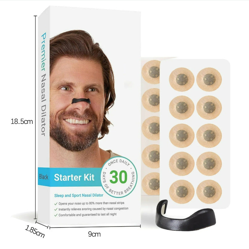 Black Round Anti Snoring Patch Set (30 Pairs Of Patches) Magnetic Nasal Dilator Kit For Relief Reusable Multi Size Sleep