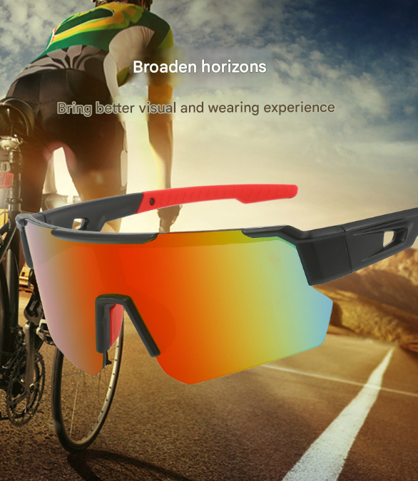 Black Temples And Orange Lenses Unisex Sport Cycling Sunglasses Lightweight Wraparound Eyewear For Running & Outdoor Act