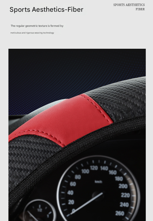 2 Pack (Type A + B) Beige And Black Sporty Carbon Fiber Leather Steering Wheel Cover Universal 38Cm Easy Fit Elastic Gri