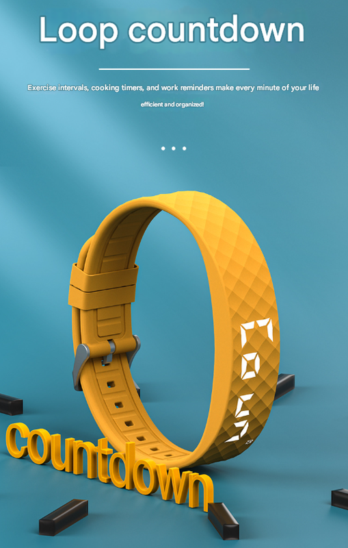 Yellow Smart Vibrating Alarm Watch - Digital Fitness Tracker Wristband With Pedometer & Sleep Monitor