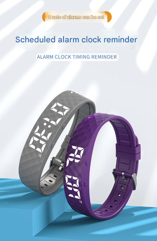 Yellow Smart Vibrating Alarm Watch - Digital Fitness Tracker Wristband With Pedometer & Sleep Monitor
