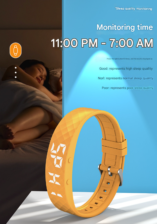 Yellow Smart Vibrating Alarm Watch - Digital Fitness Tracker Wristband With Pedometer & Sleep Monitor