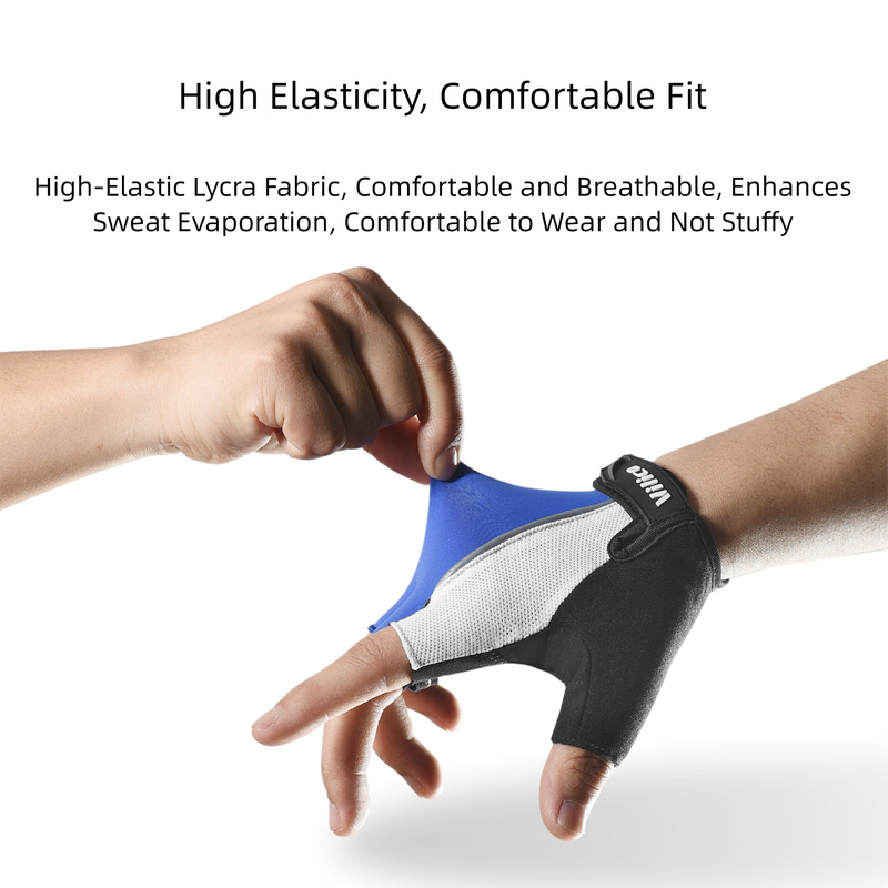 Size M Blue Padded Half-Finger Cycling Gloves Breathable Shock-Absorbing Workout For Gym & Fitness