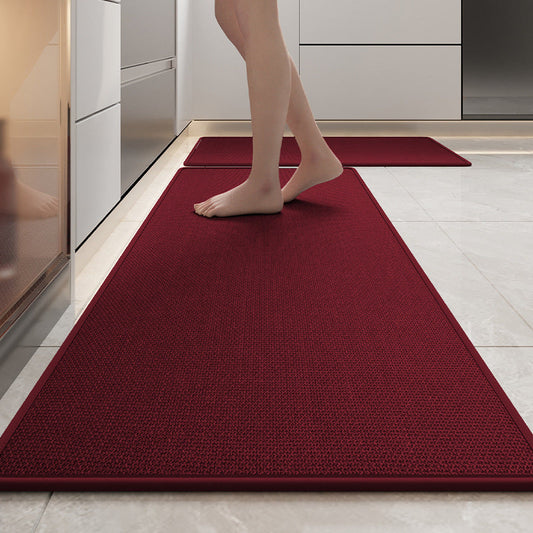 Absorbent & Dirt Resistant Woven Kitchen Mat Non Slip Runner Rug For Home(Style Red)