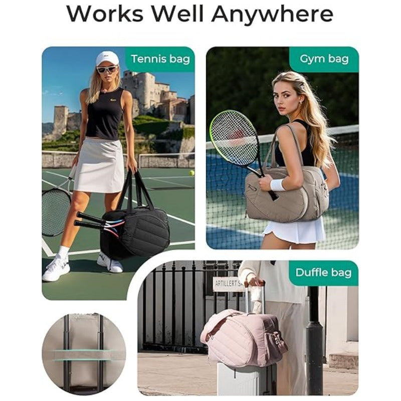 42L Black Tennis & Pickleball Expandable Tote Bag With Shoe Zone Bottle Side Pocket Waterproof Gym For Racquets Paddles